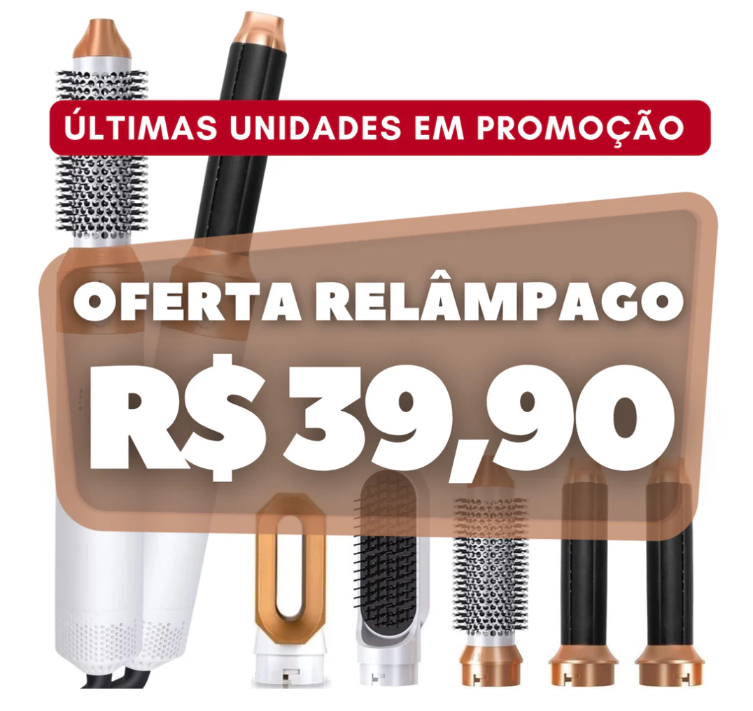 FRETE GRÁTIS - Escova Ellegance Deluxe Hair 5 em 1, Alisa, Seca, Modela, Faz Cachos e Anti-Frizz - BIVOLT (110v/220v)