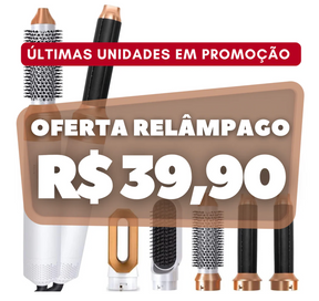 FRETE GRÁTIS - Escova Ellegance Deluxe Hair 5 em 1, Alisa, Seca, Modela, Faz Cachos e Anti-Frizz - BIVOLT (110v/220v)